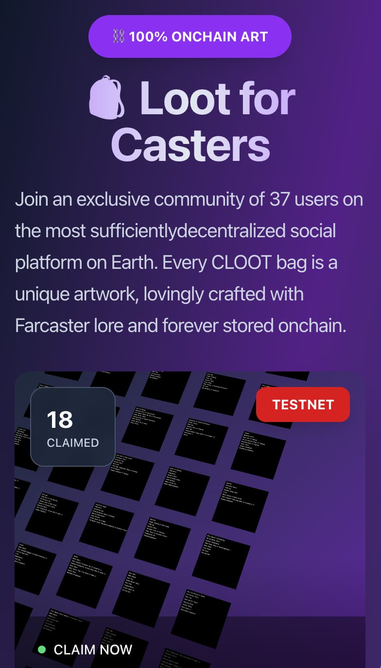 CLOOT - Loot for Farcaster - Farcaster Mini Apps screenshot